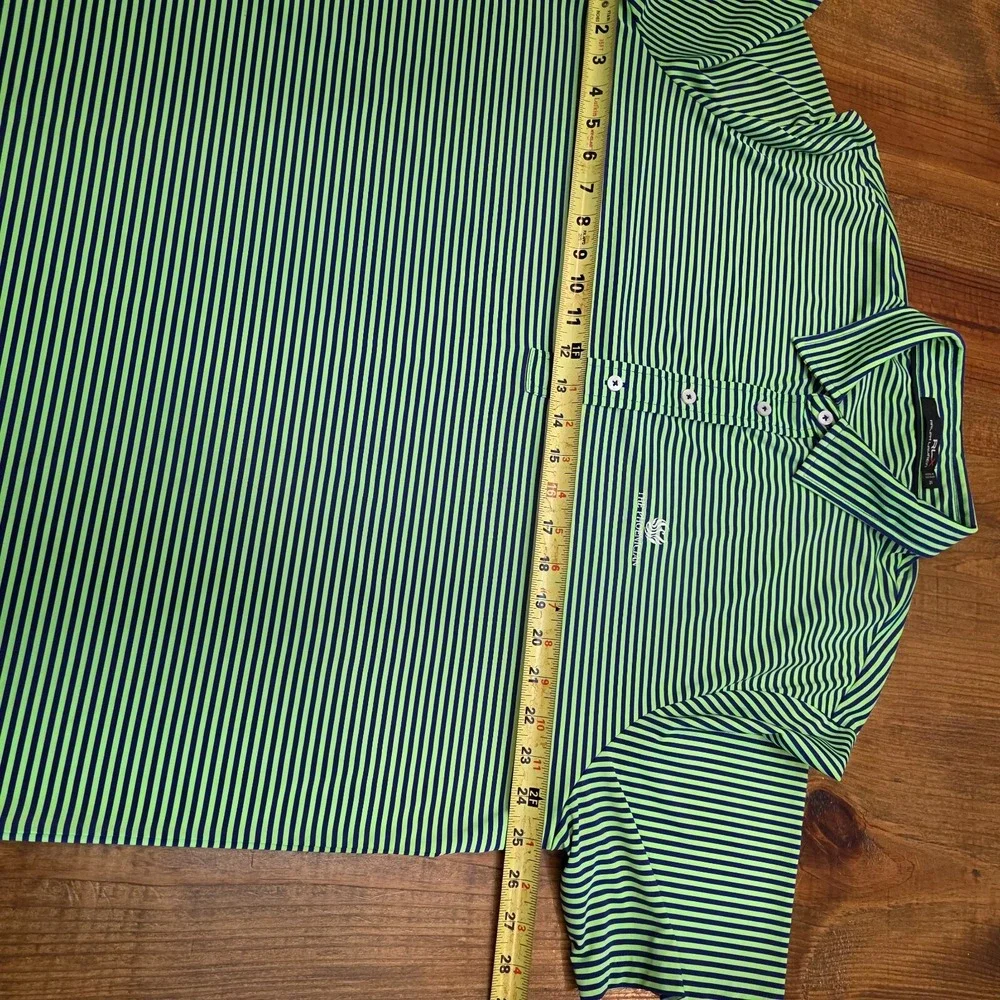 RLX Ralph Lauren Golf Bright Green Blue Stripe Polo Shirt - The Phoenician - XL